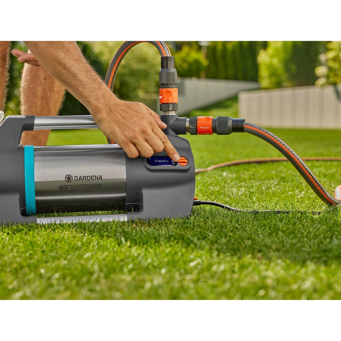 Gardena besproeiingspomp 6500 silentcomfort (donkergrijs roestvrij staal, 1300 watt | bluetooth)