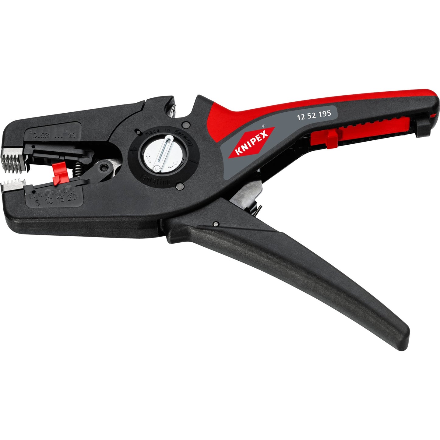 Knipex precistrip16 automatische afstriptang (zwart rood, geïntegreerde draadsnijder)