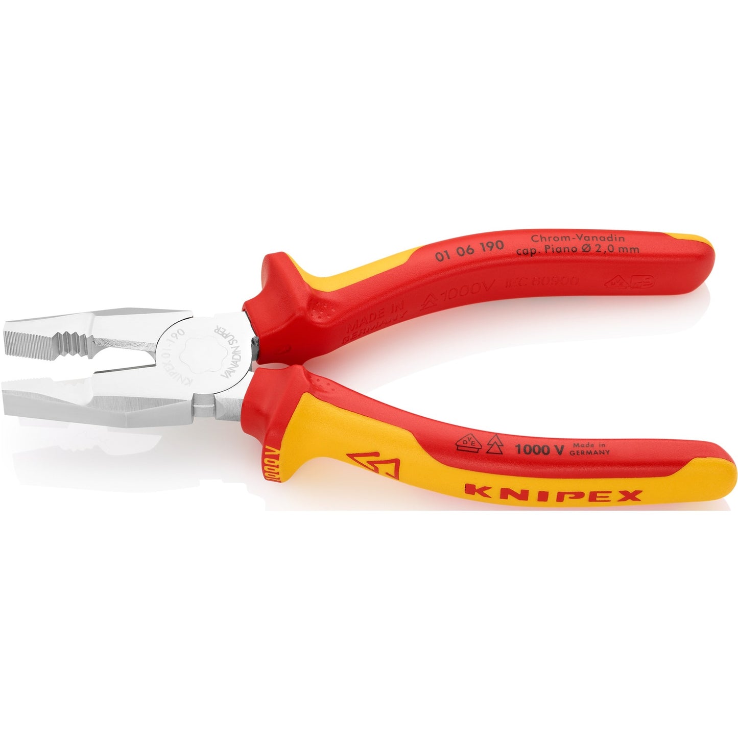 Knipex kombitang 01 06 190 combinatietang (rood geel)