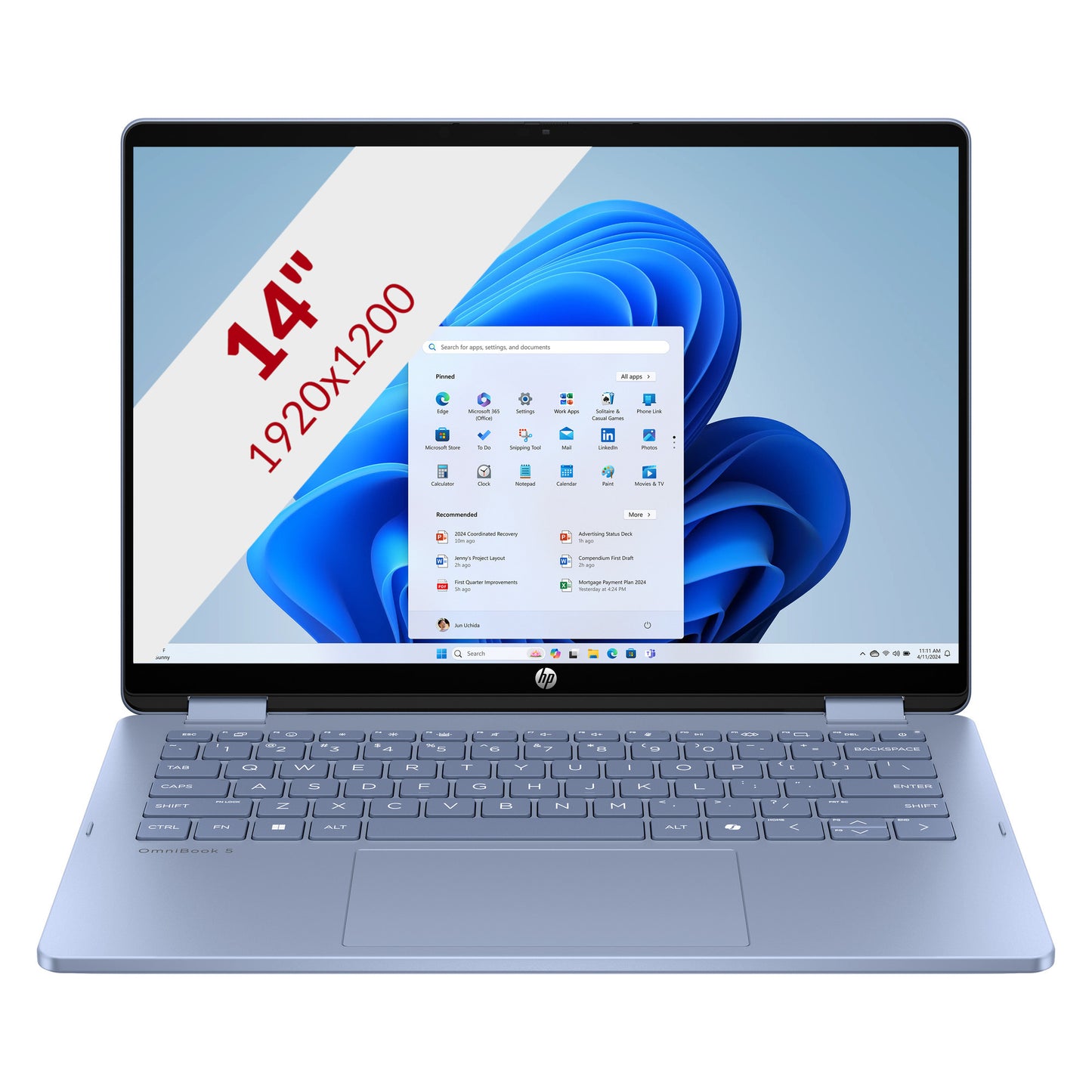 Hp omnibook 5 flip 2-in-1 14-fp0251ndx 14 laptop (blauw | core 5 120u | intel graphics | 8 gb | 512 gb ssd | touch)