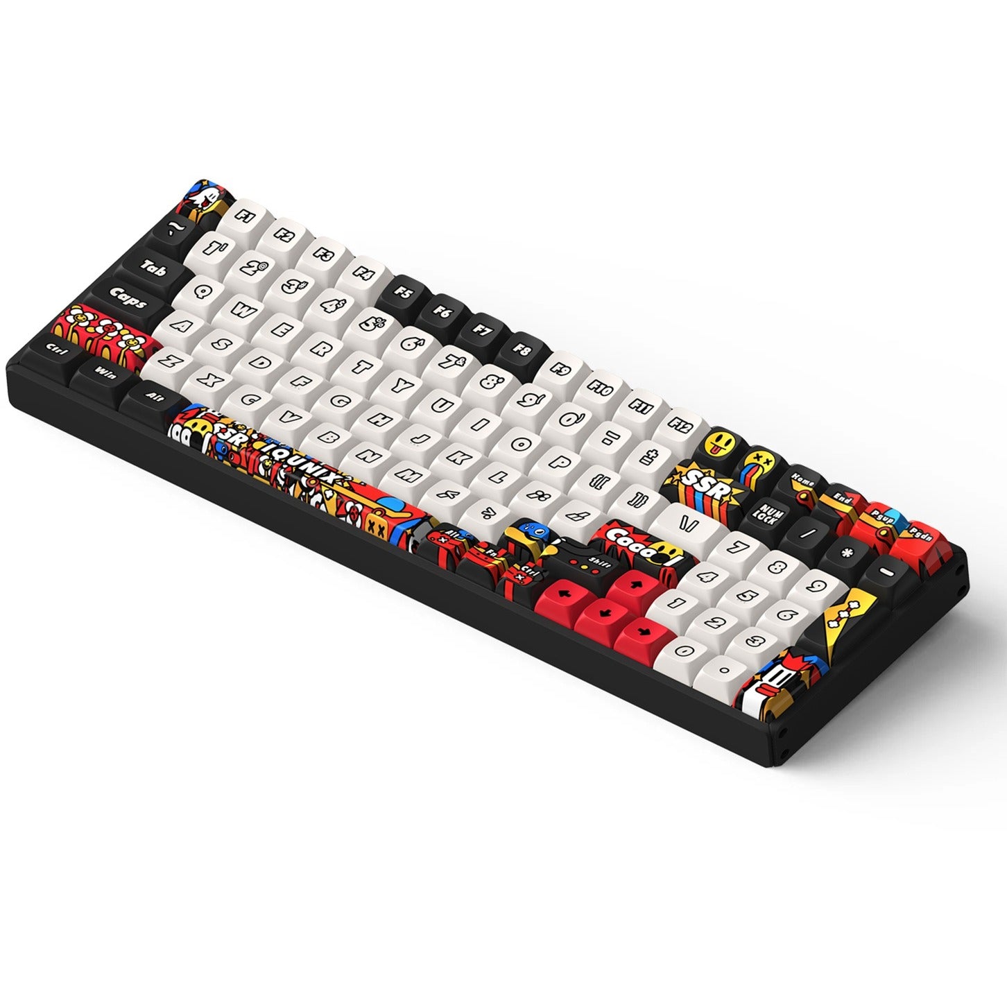 Iqunix f97 graffiti diary wireless mechanical keyboard (zwart, us lay-out (qwerty), ttc gold pink, 96%, rgb leds, hot-swappable, pbt, 2.4ghz | bluetooth 5.1 | usb-c)