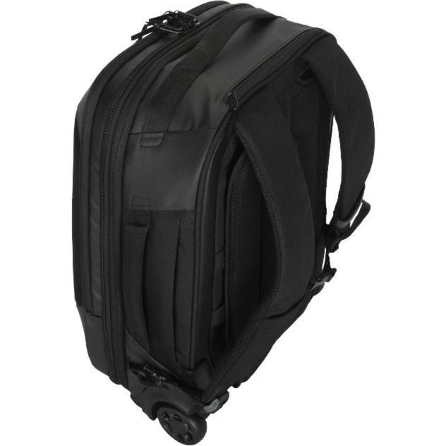 Targus 15.6” ecosmart mobile tech traveler rolling backpack trolley (zwart)