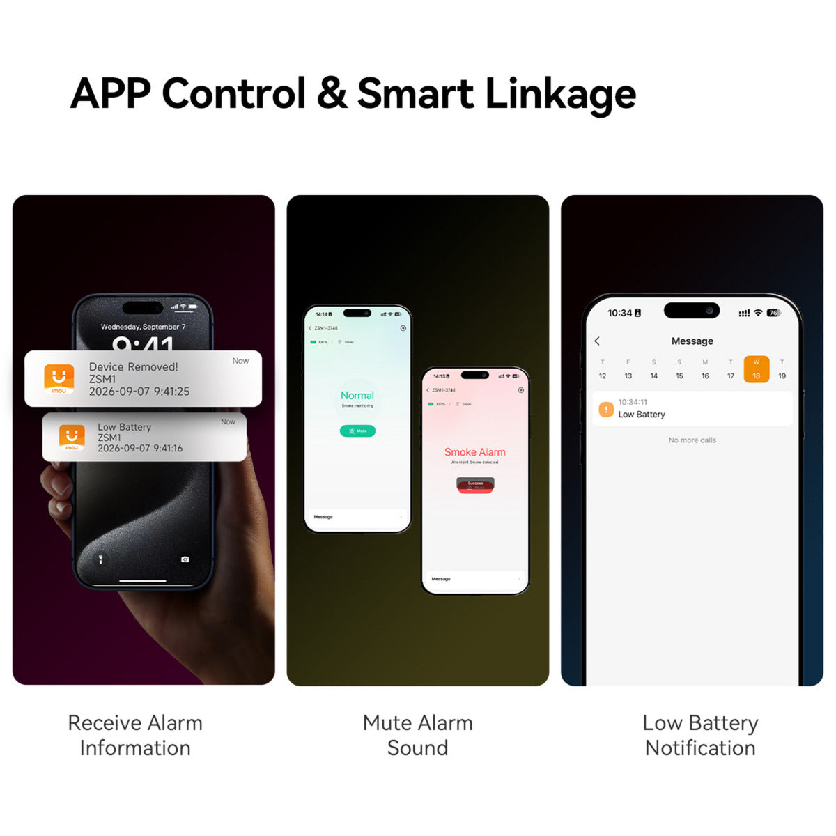 Imou slimme rookmelder - zsm1 bundel (wit, 3 stuks + zg2s smart gateway, zigbee)