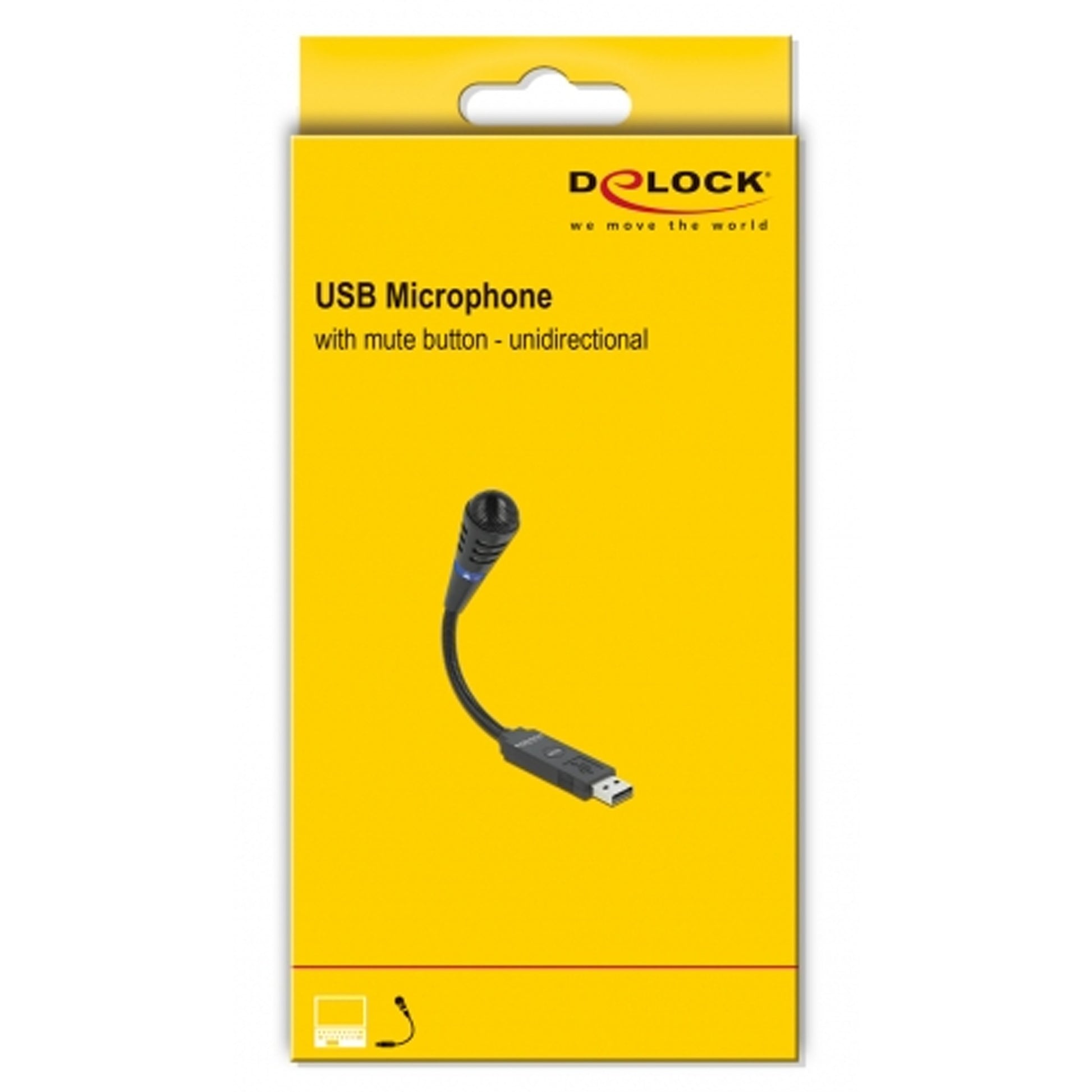 Delock usb zwanenhalsmicrofoon met mute knop (zwart)