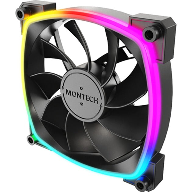 Montech rx120 pwm rgb case fan (zwart, 120 x 25 x 120 mm, 3-pin argb)