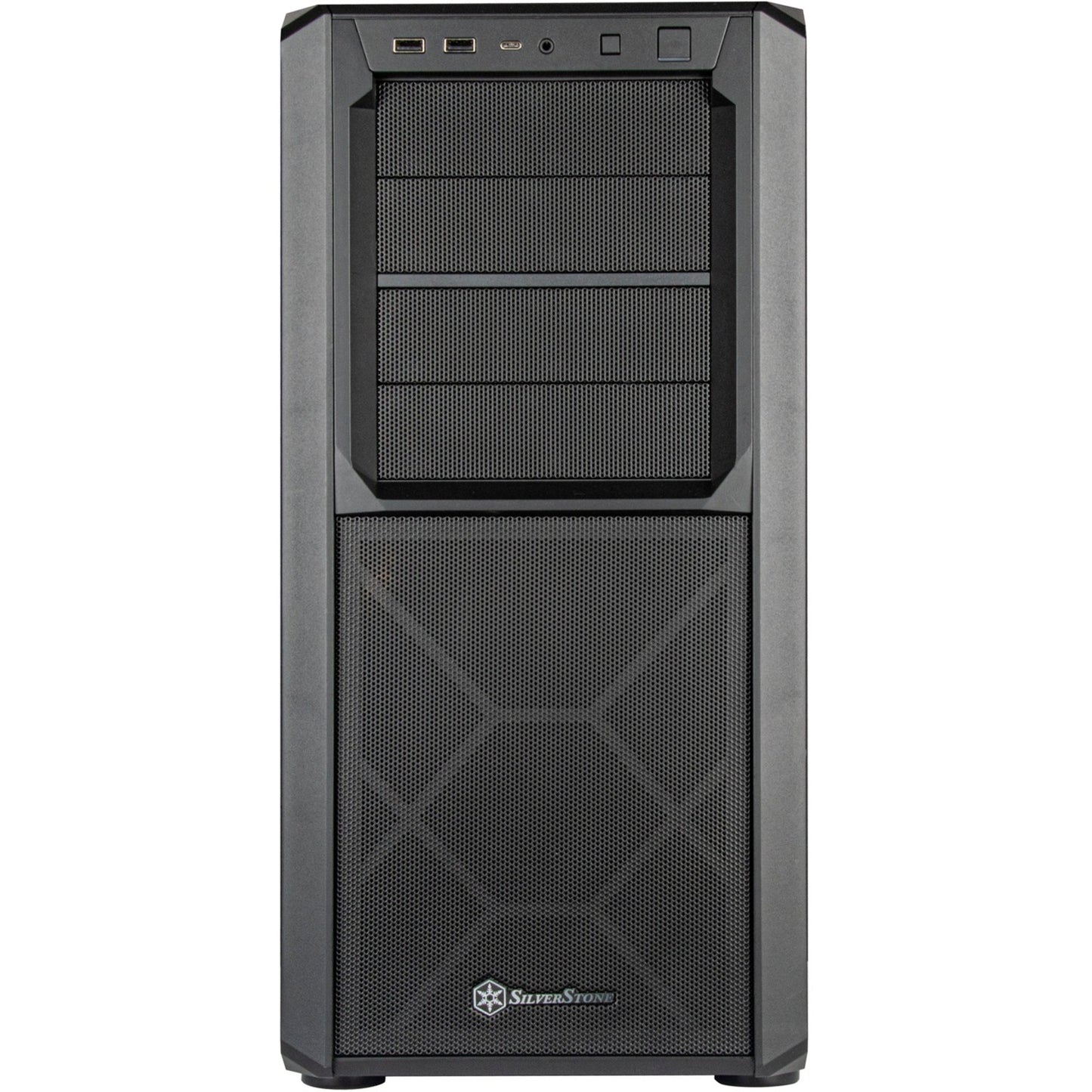 Silverstone sst-sed1-b midi tower behuizing (zwart | 2x usb-a | 1x usb-c)
