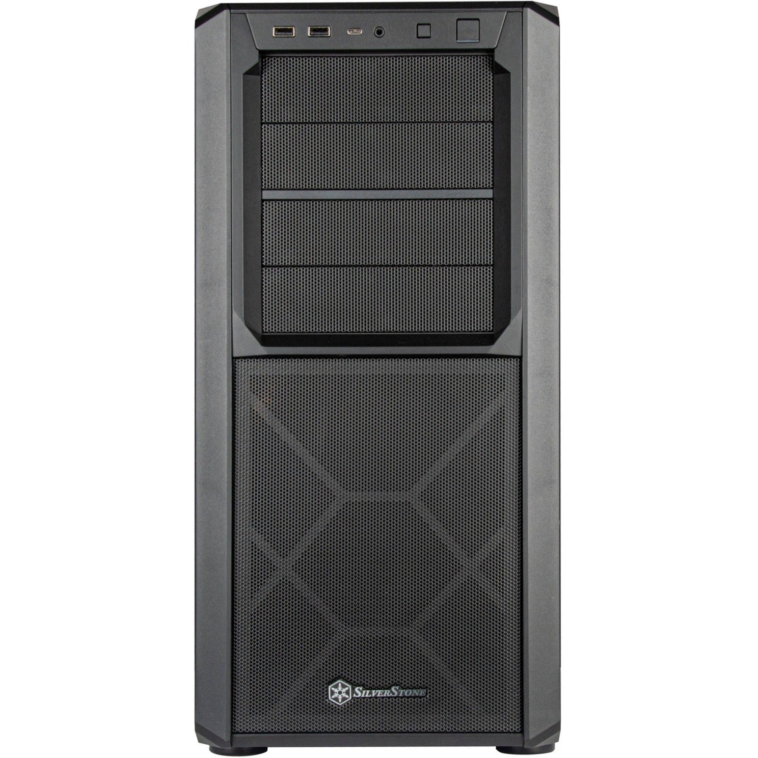 Silverstone sst-sed1-b midi tower behuizing (zwart | 2x usb-a | 1x usb-c)