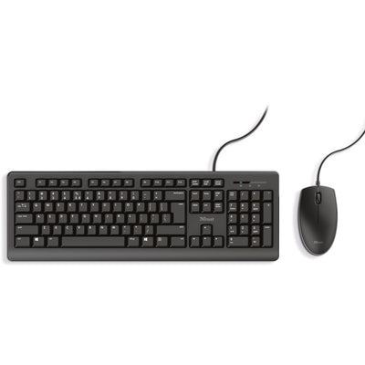 Trust primo keyboard mouse set desktopset (zwart, us lay-out (qwerty), membraan, 100%)