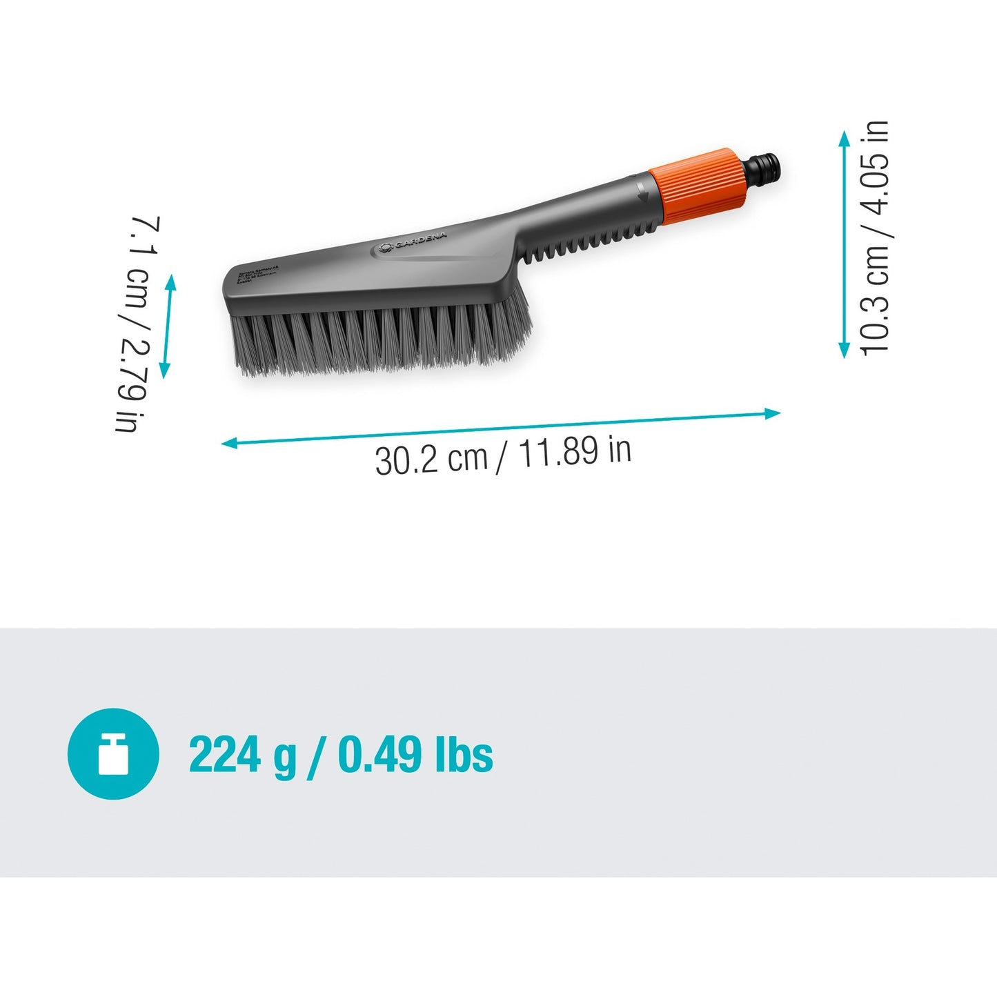 Gardena cleansystem schoonmaakset met borstel s soft, zeepstaafjes en aansluitstukken wasborstel (grijs oranje, 18862-20)