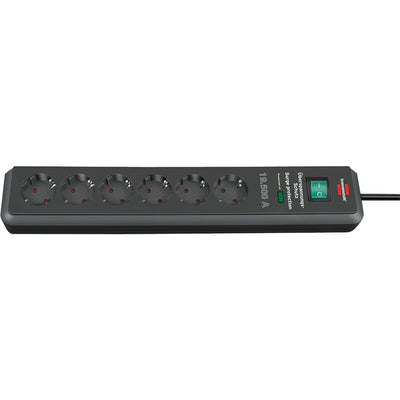Brennenstuhl secure-tec 19.500a stekkerdoos met overspanningsbeveiliging 6-voudig antraciet 2m h05vv-f 3g1,5