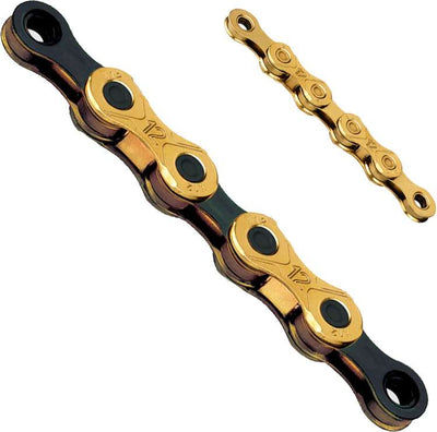Kmc ketting x12 12v 126l waxed goud zwart