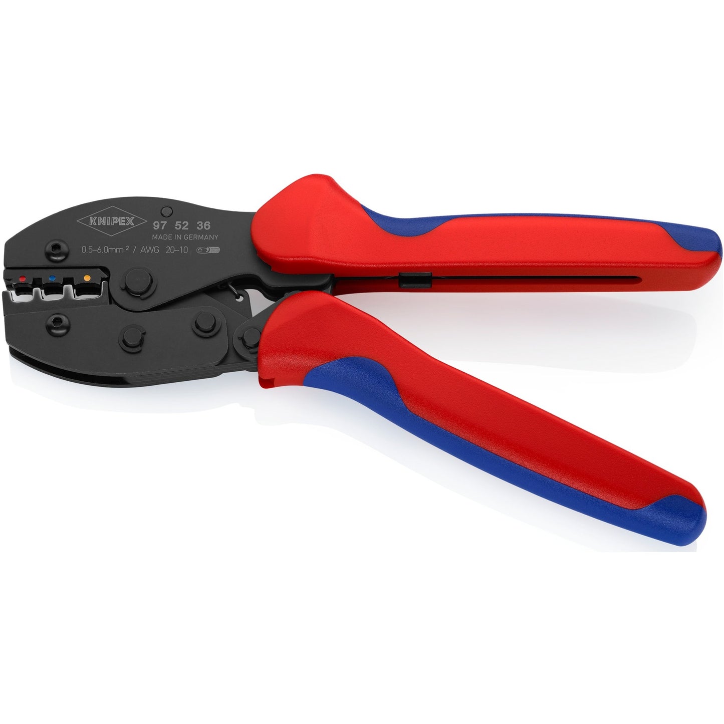 Knipex preciforce 97 52 36 sb krimptang (rood blauw, strippen, krimpen 0.5 - 6.0mm²)