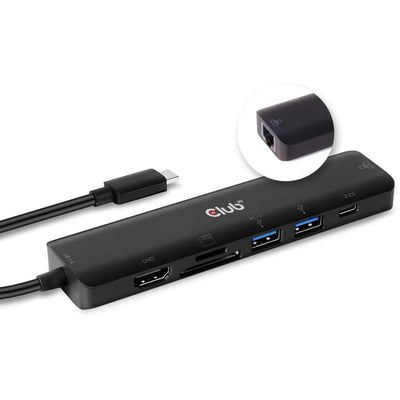 Club 3d csv-1592 usb type c 7-in-1 hub dockingstation (zwart)