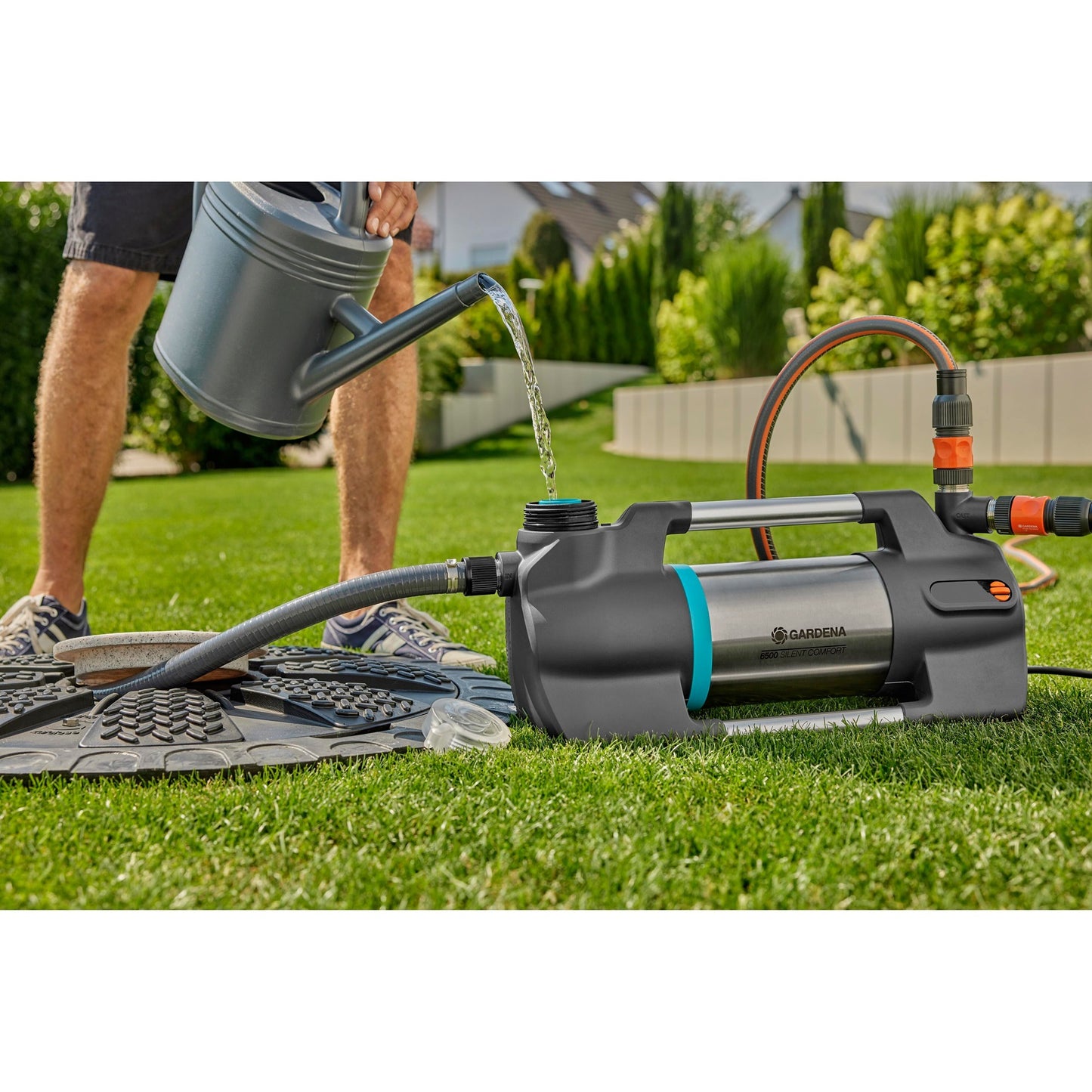 Gardena besproeiingspomp 6500 silentcomfort (donkergrijs roestvrij staal, 1300 watt | bluetooth)