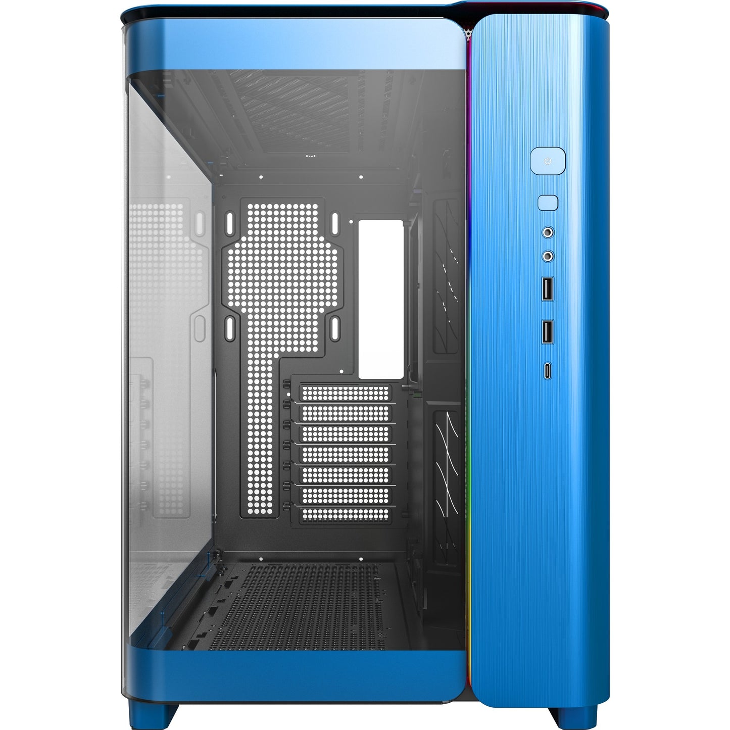 Montech king 95 midi tower behuizing (blauw | 2x usb-a | 1x usb-c | rgb | tempered glass)