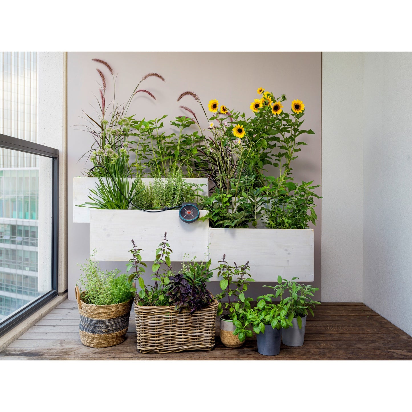 Gardena vakantiebewateringsset aquabloom set besproeiingscomputer (grijs, 13300-20, accu inbegrepen)