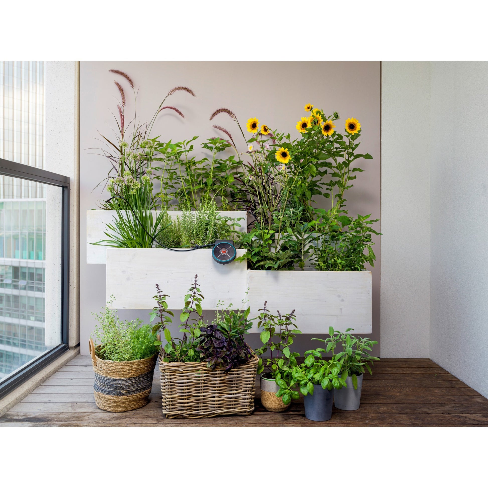Gardena vakantiebewateringsset aquabloom set besproeiingscomputer (grijs, 13300-20, accu inbegrepen)