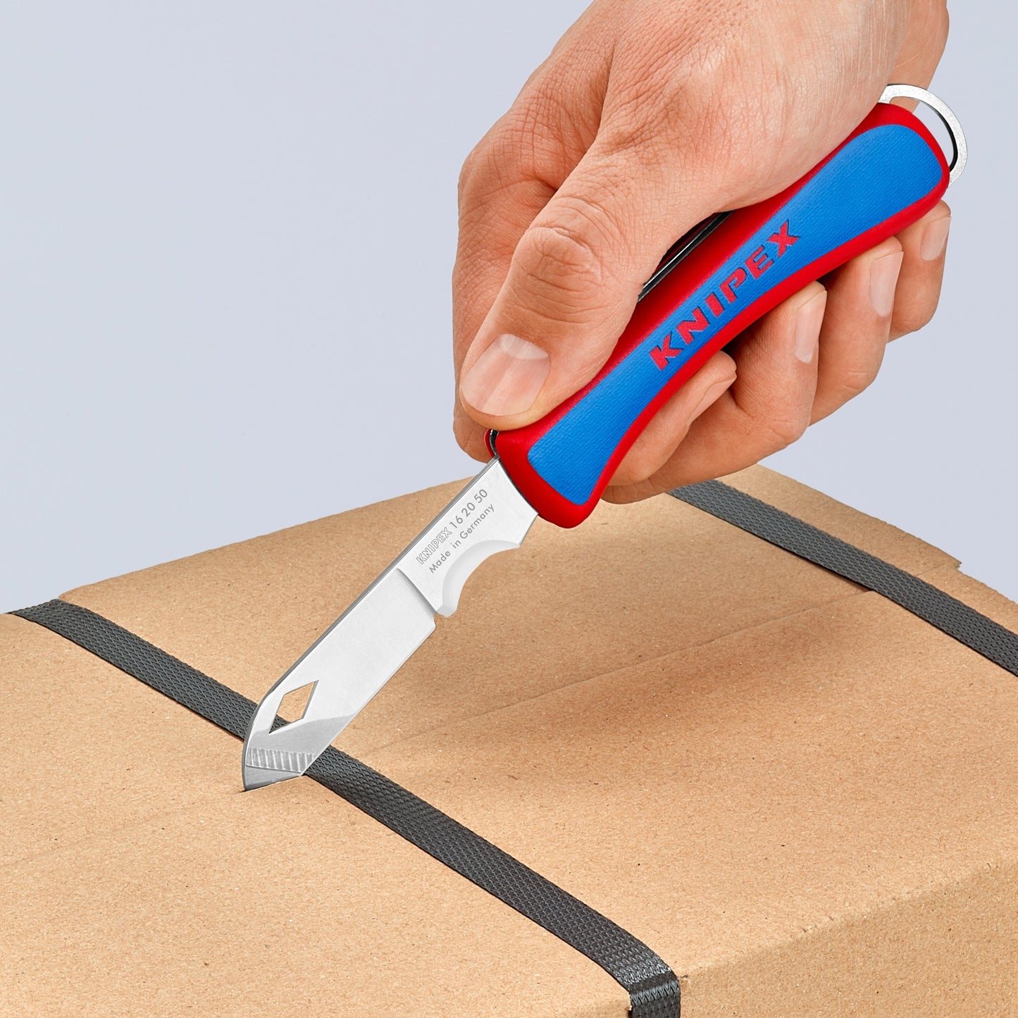 Knipex electriciën zakmes 16 20 50 sb (rood blauw, lengte 120mm)