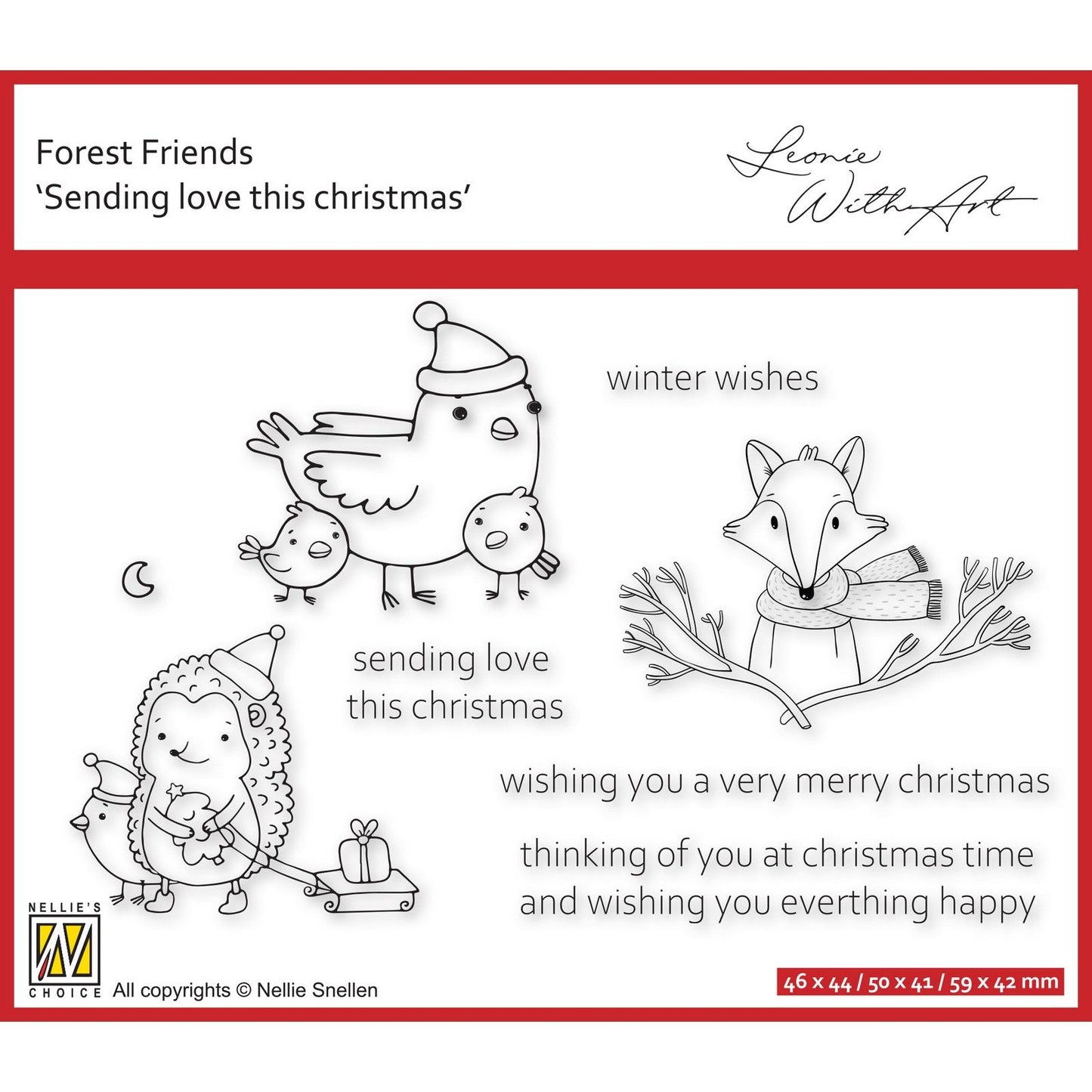 Nellie's choice • forest friends clear stempels sending love this christmas