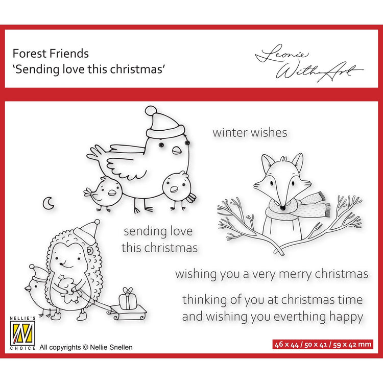 Nellie's choice • forest friends clear stempels sending love this christmas