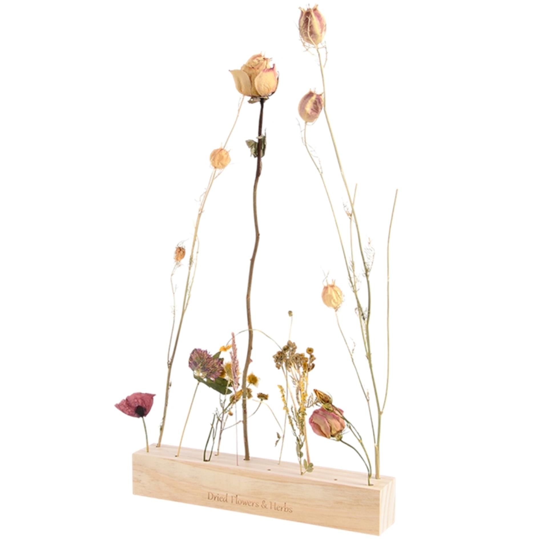 Esschert design bloemen en kruiden standaard hout 25x4x4cm ( exclusief bloemen )
