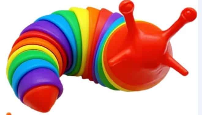 Intro fidget slak regenboog - fidget slug - rups- rustgevend, tik tok hype