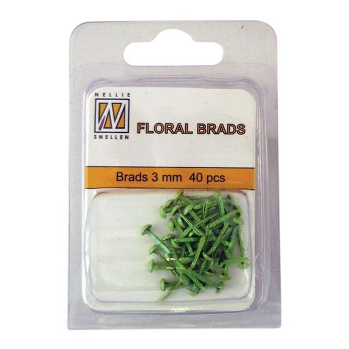 Nellie's choice • floral glitter brads 3mm. 40stuks pkg green