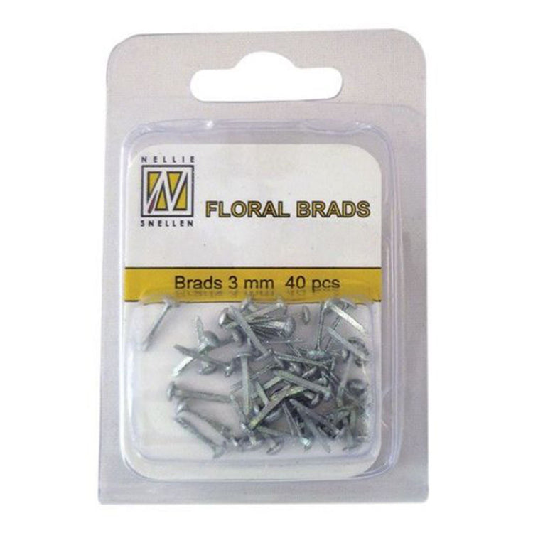 Nellie's choice • floral glitter brads 3mm. 40stuks pkg silver 7542u metallic