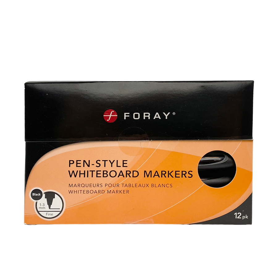 Foray whiteboard markers pen style black 12 stuks