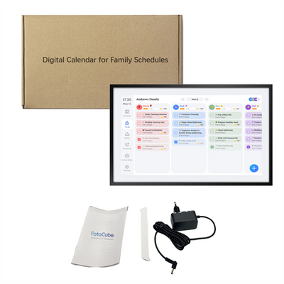 Benel fotocube 3-in-1 digitale fotolijst met kalender pw156-ca zwart 15.6 inch