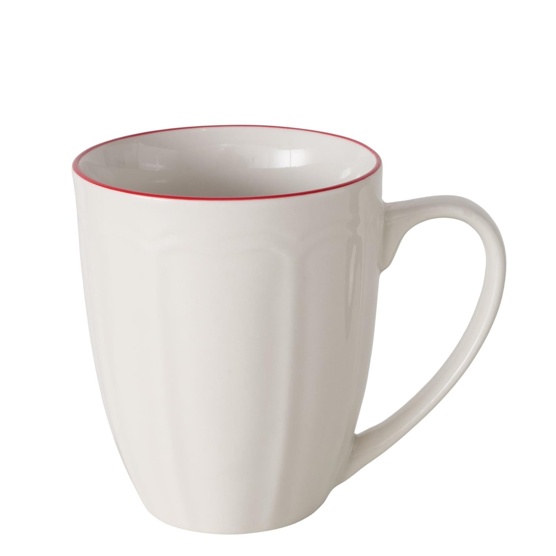Boltze home mok hedda 330ml ã˜9xh10,5cm wit met rode rand