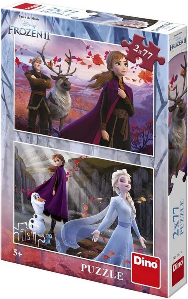 Dinotoys dino puzzel - disney's frozen ii - 2 x 77 stukjes