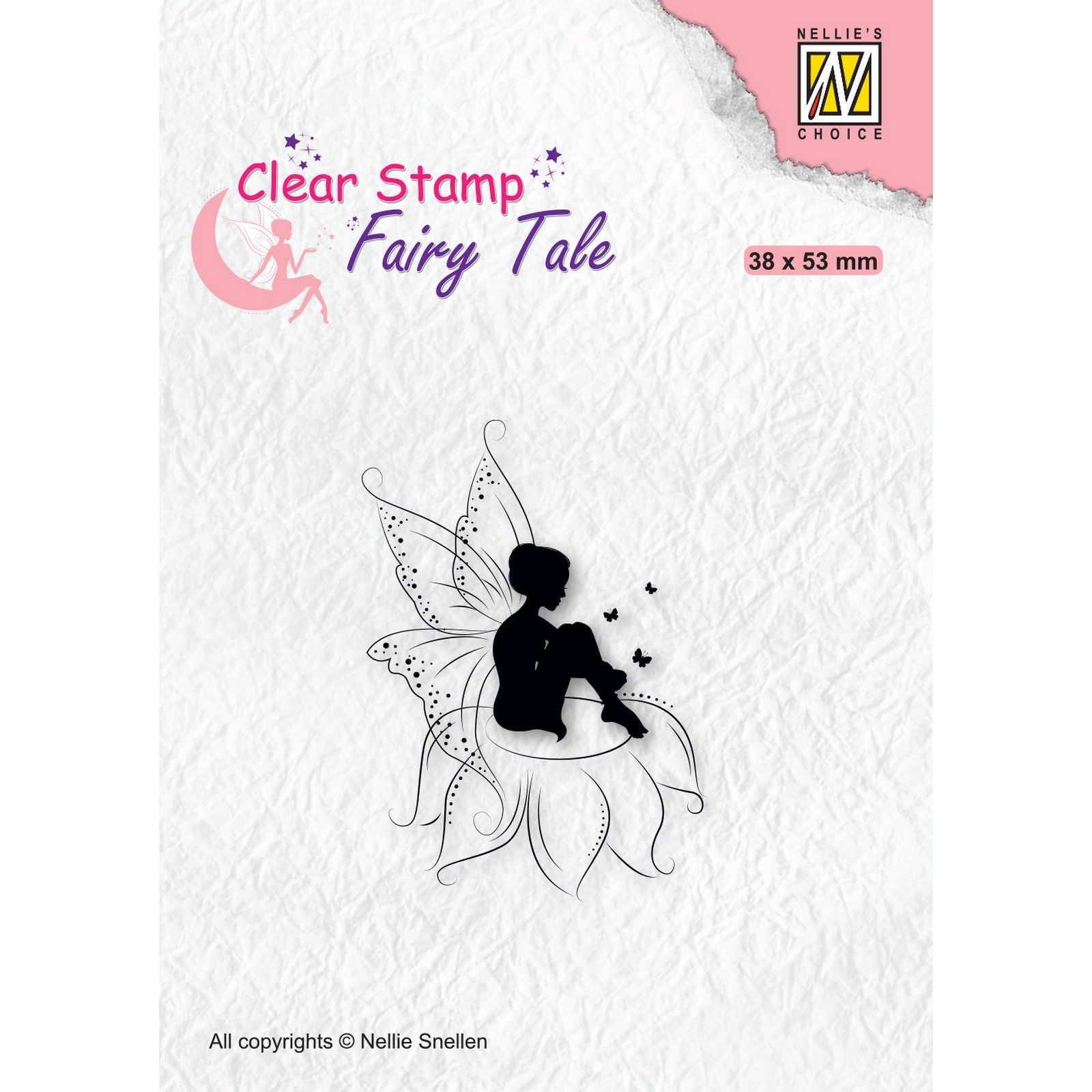 Nellie's choice • fairy tale clear stempels elf sitting on flower