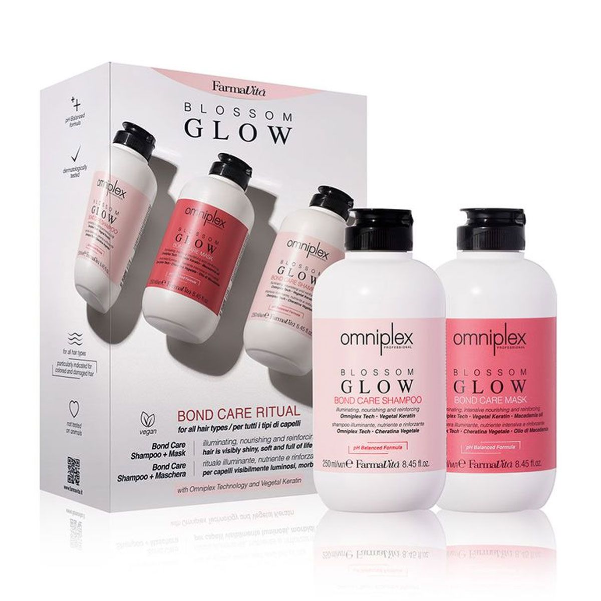 Farmavita omniplex blossom glow kit bond care ritual met shampoo en mask 250ml