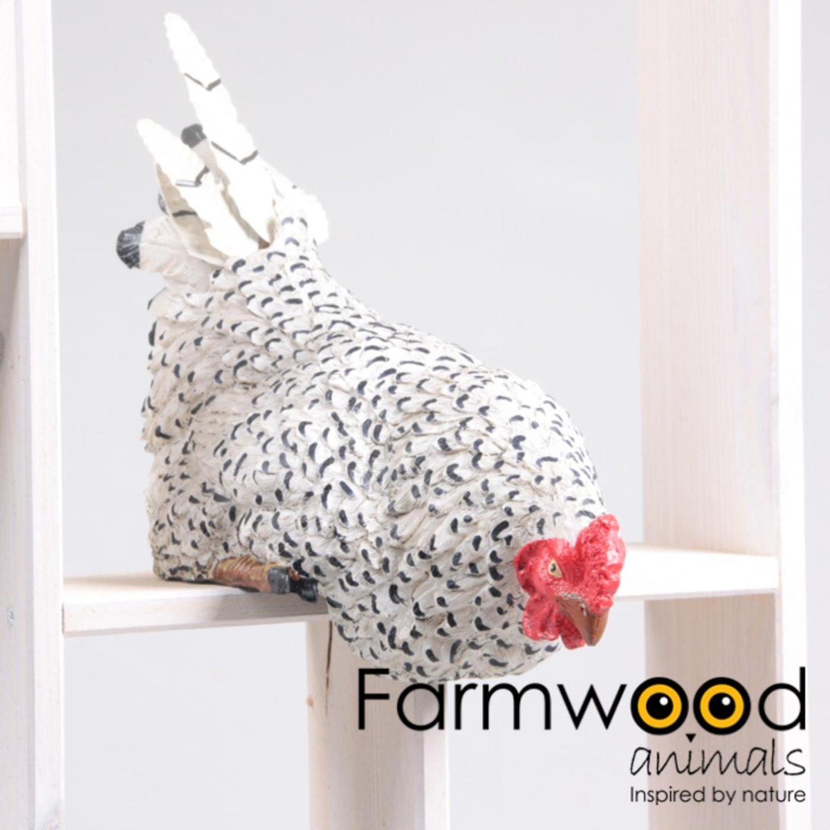Farmwood animals farmwood kip op rand met metalen staart 23x14x24cm
