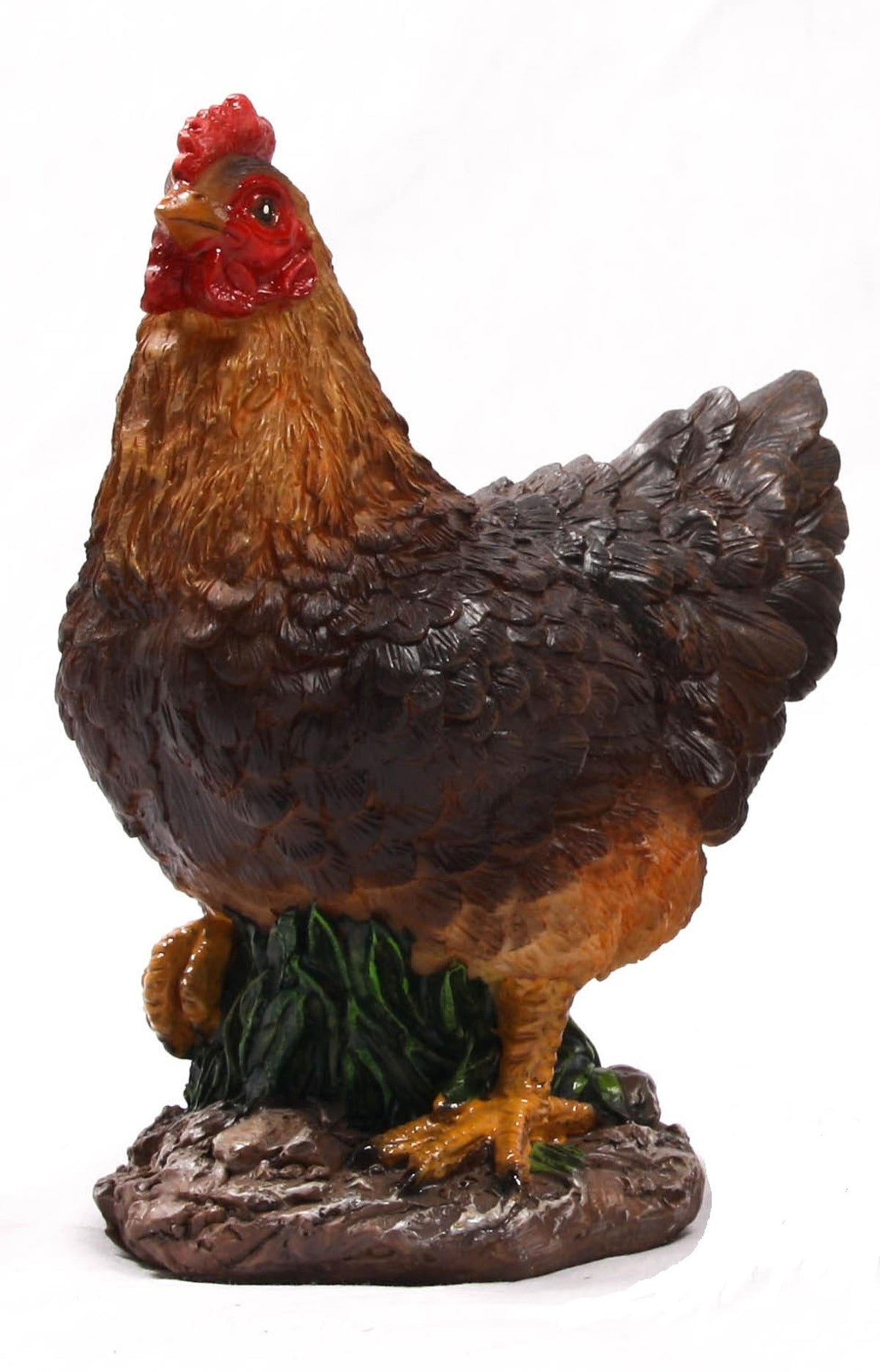 Farmwood animals tuinbeeld kip bruin 14x8x17cm