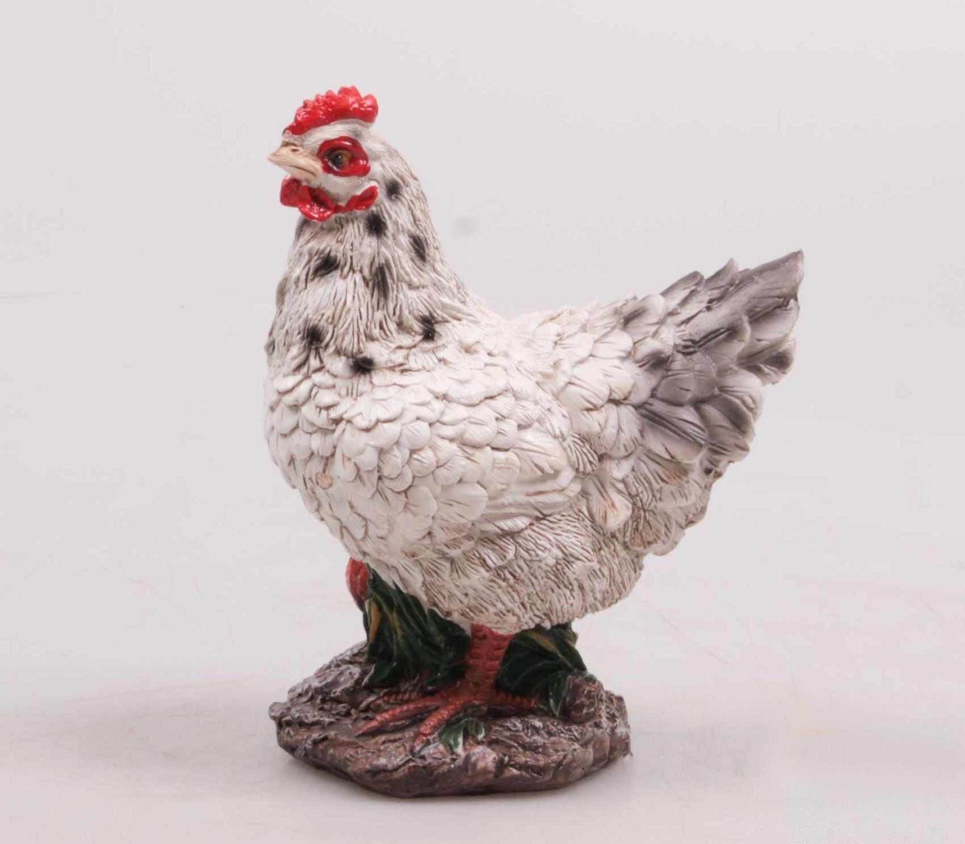 Farmwood animals tuinbeeld kip mini wit 5x5x12cm