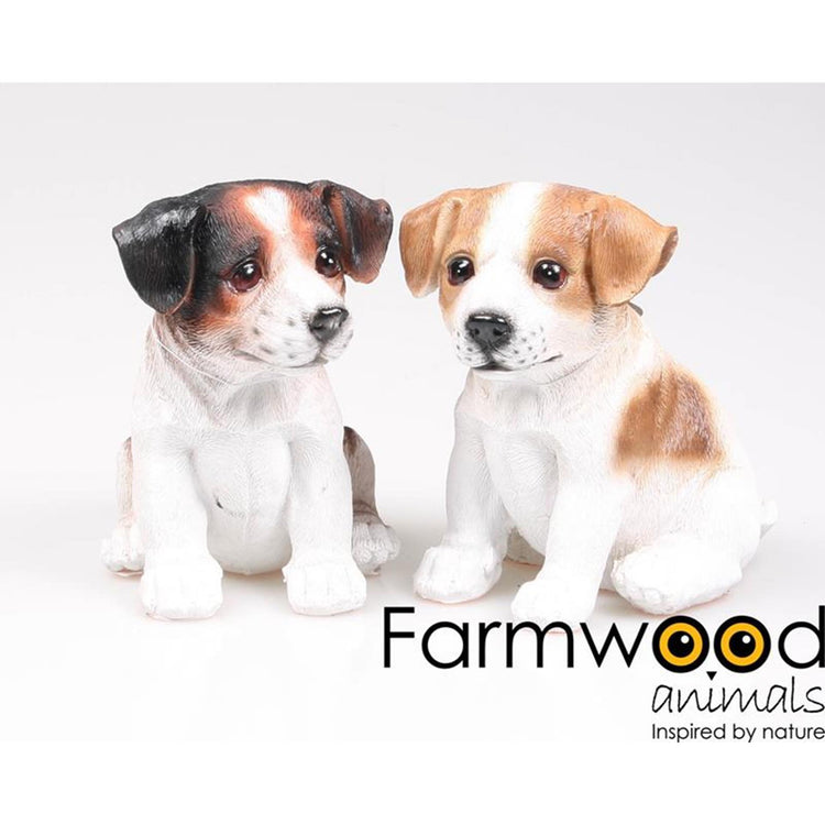 Farmwood animals tuinbeeld puppie jack russel 13x10x15cm