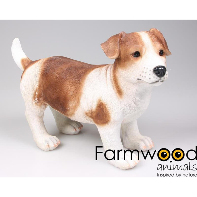 Farmwood animals tuinbeeld hond jack russel bruin 39cm