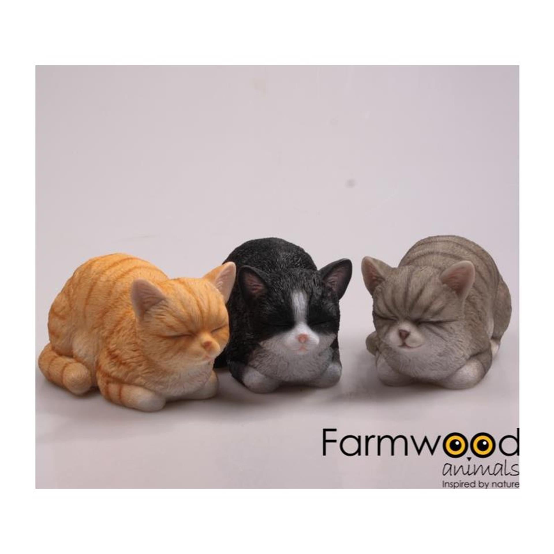 Farmwood animals tuinbeeld kat poes slapend 10x17x11cm