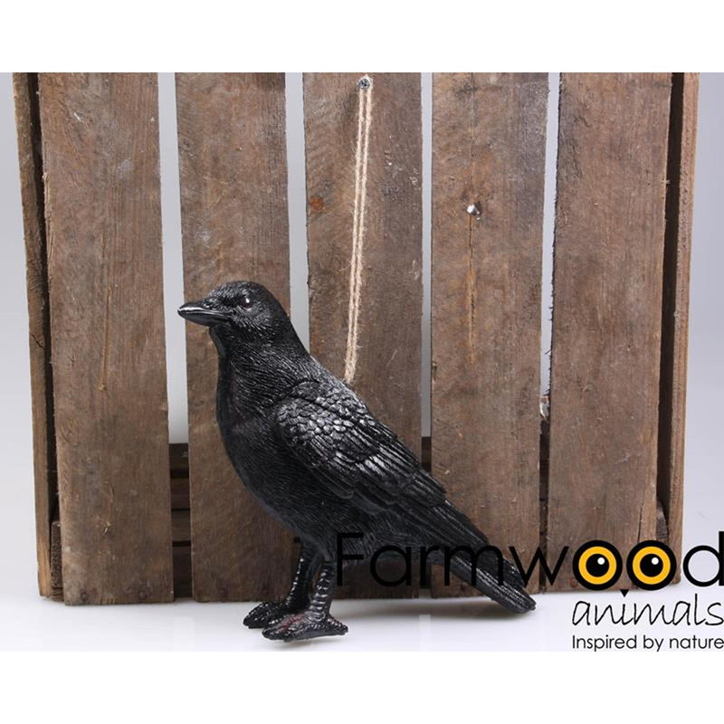 Farmwood animals tuinbeeld vogel kraai 24x10x20cm