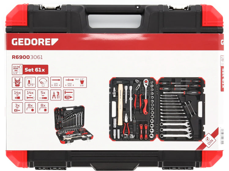 Gedore red Gereedschapskoffer met Handgereedschap 61-delig