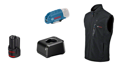 Bosch blauw ghv 12 + 18v xa | verwarmde bodywarmer l | incl. accu lader - 06188000g6