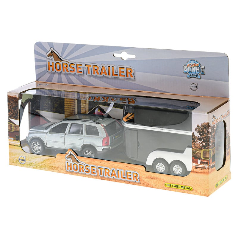 Kids Globe Die-cast Volvo XC90 met Paardentrailer, 27cm