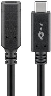 Enzo goobay usb-c male - usb-c female verlengkabel | 1m zwart - 9550230 - afbeelding 1