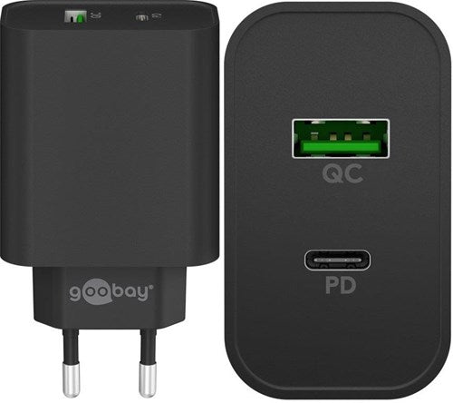 Enzo goobay usb + usb-c snellader 45w zwart - 9550193