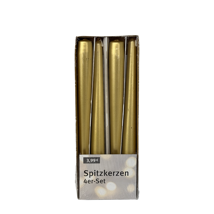 Gotische kaars goud 245 24mm 4 stuks