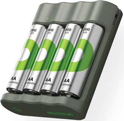 Gp batterijlader usb 3h met 4x2100ma aa batterij | promo - a3503062