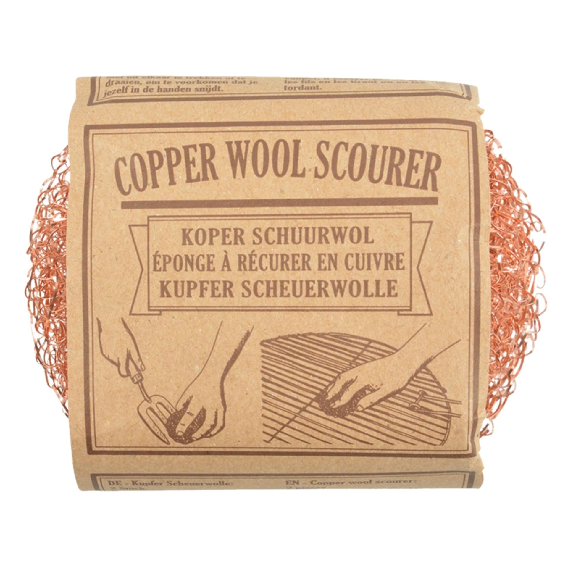 Esschert design pannenspons koper schuurwol set van 2