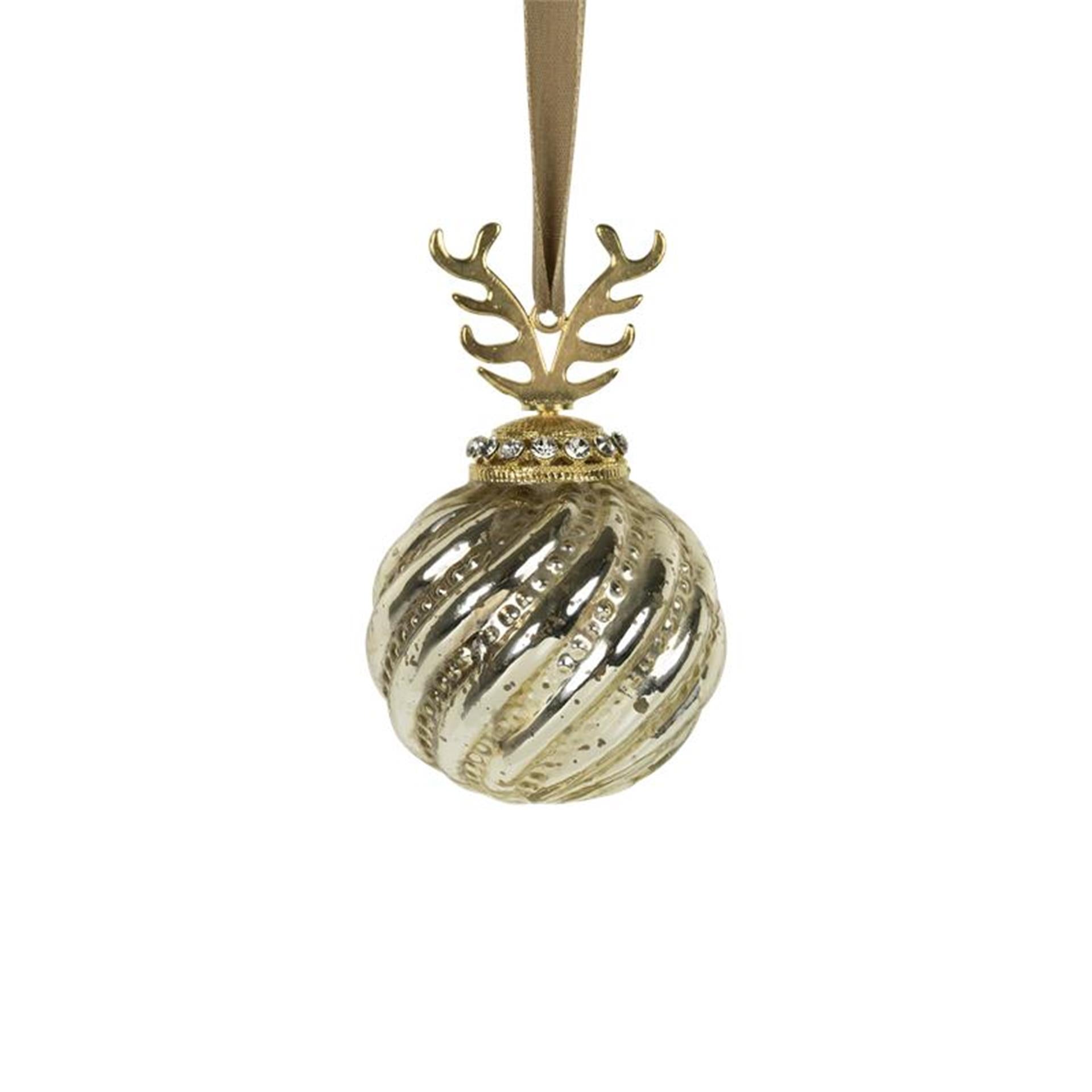 Kerstbal gewei glas goud ø10cm